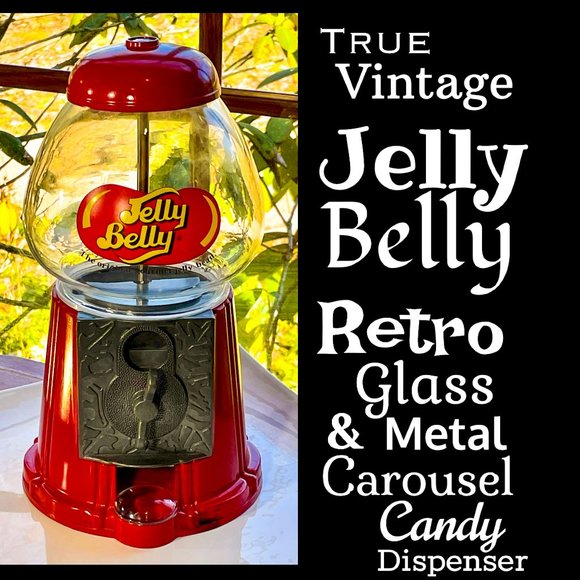 Vintage Other - ⭐️HP⭐️VTG▪️JELLY BELLY▪️Glass Metal Carousel Candy Dispenser Gum Ball Machine